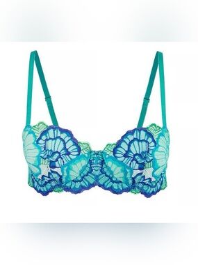 Victoria's Secret Teal & Blue Floral Lace Balconette Bra